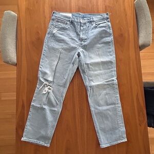 Gap Cheeky Straight High Rise Jeans - Light Wash distressed - Size 32 / 14R